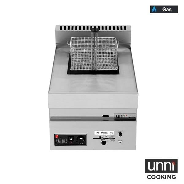 Friteuse gaz 1 cuve 8 L 7 kW - L 400 x P 650 x H 300 mm - Unninox