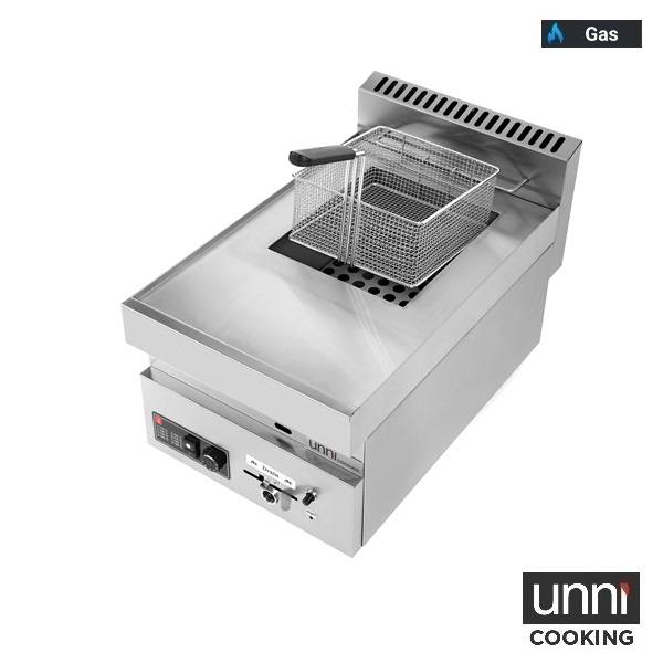 Friteuse gaz 1 cuve 8 L 7 kW - L 400 x P 650 x H 300 mm - Unninox
