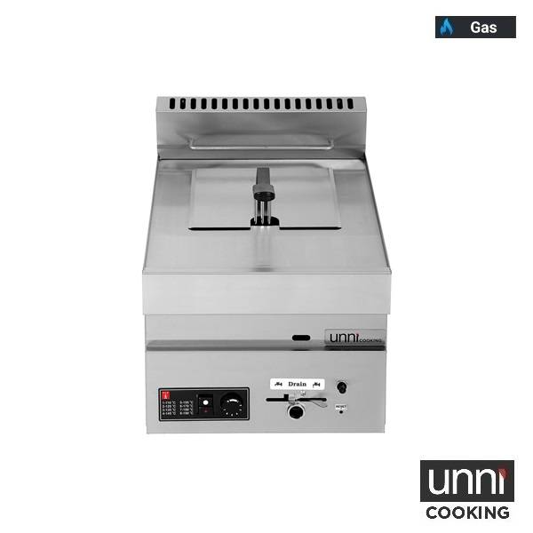 Friteuse gaz 1 cuve 8 L 7 kW - L 400 x P 650 x H 300 mm - Unninox