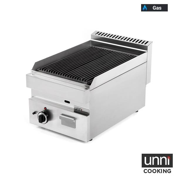 Grill pierre de lave gaz - L 400 x P 650 x H 320 mm - 5,5 kW - Unninox