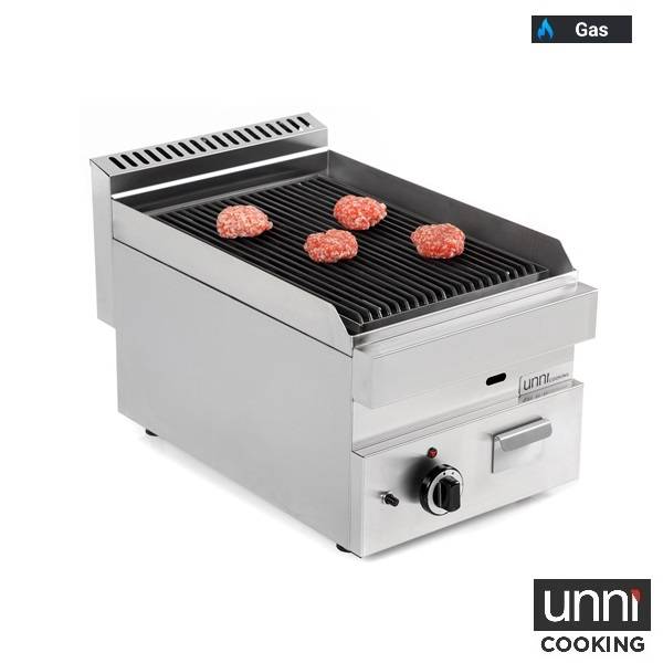 Grill pierre de lave gaz - L 400 x P 650 x H 320 mm - 5,5 kW - Unninox