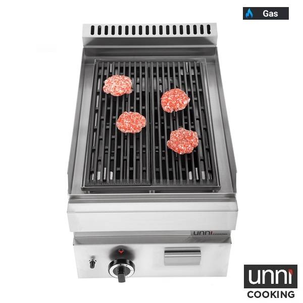 Grill pierre de lave gaz - L 400 x P 650 x H 320 mm - 5,5 kW - Unninox