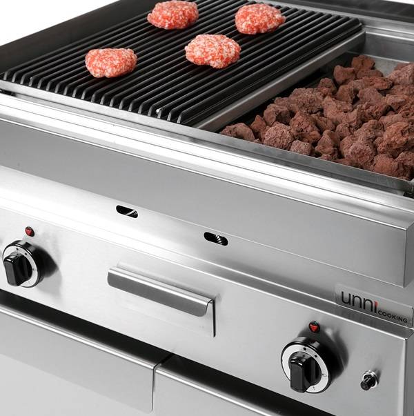 Grill pierre de lave gaz - L 700 x P 650 x H 320 mm - 11 kW - Unninox