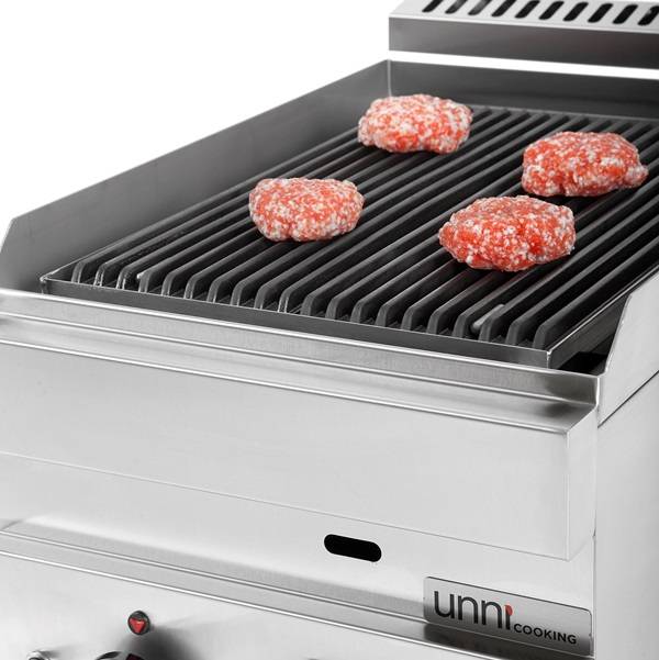 Grill pierre de lave gaz - L 400 x P 650 x H 320 mm - 5,5 kW - Unninox