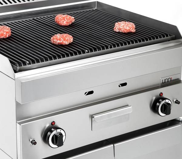 Grill pierre de lave gaz - L 700 x P 650 x H 320 mm - 11 kW - Unninox