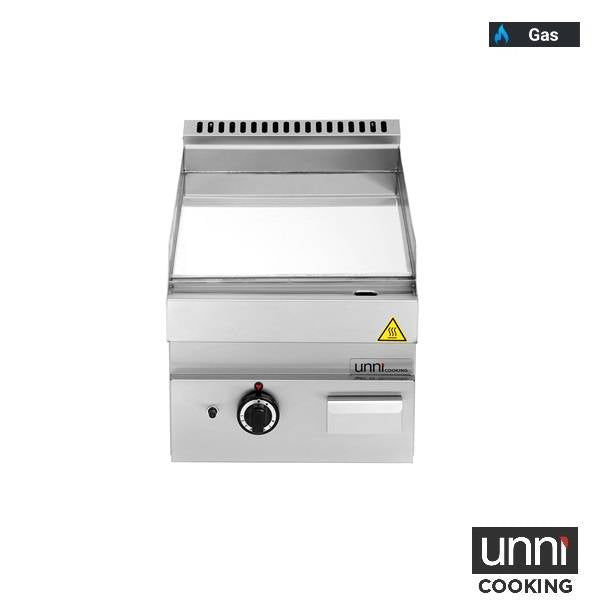 Plancha gaz chrome 5,7 kW - L 400 x P 650 x H 320 mm - Unninox