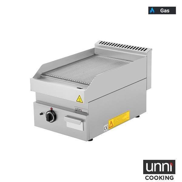 Plancha gaz rainurée 5,7 kW - L 400 x P 650 x H 320 mm - Unninox