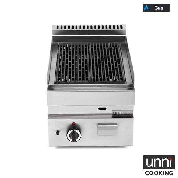 Grill pierre de lave gaz - L 400 x P 650 x H 320 mm - 5,5 kW - Unninox