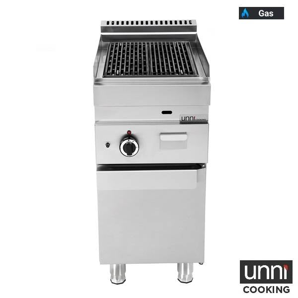 Grill pierre de lave gaz - L 400 x P 650 x H 320 mm - 5,5 kW - Unninox