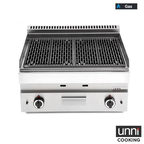 Grill pierre de lave gaz - L 700 x P 650 x H 320 mm - 11 kW - Unninox