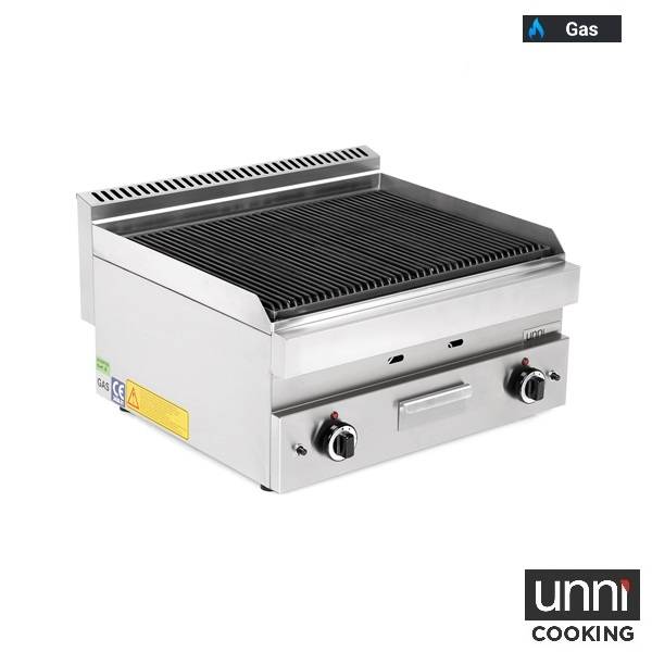 Grill pierre de lave gaz - L 700 x P 650 x H 320 mm - 11 kW - Unninox