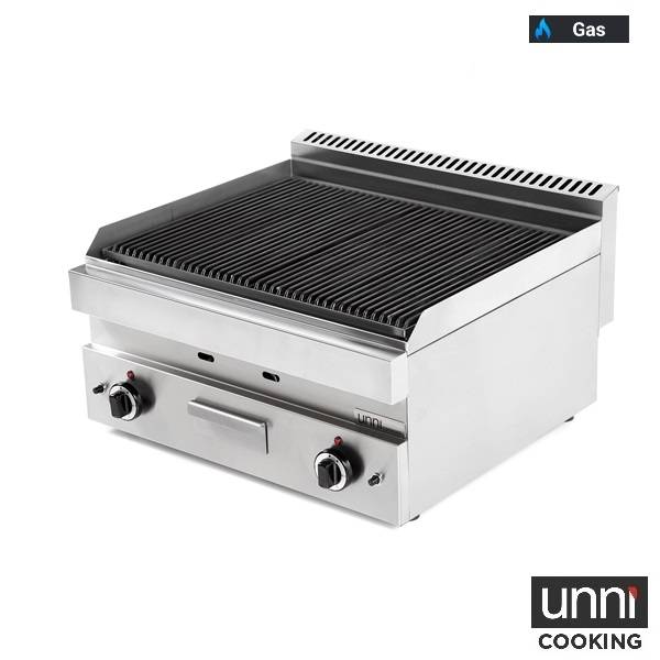 Grill pierre de lave gaz - L 700 x P 650 x H 320 mm - 11 kW - Unninox