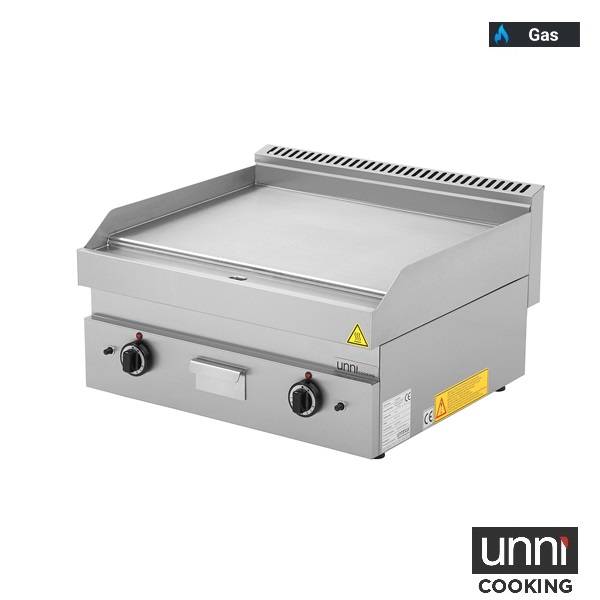 Plancha gaz lisse - L 700 x P 650 x H 320 mm - 11,5 kW - Unninox