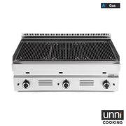Grill pierre de lave gaz - L 1020 x P 650 x H 320 mm - 16,5 kW - Unninox