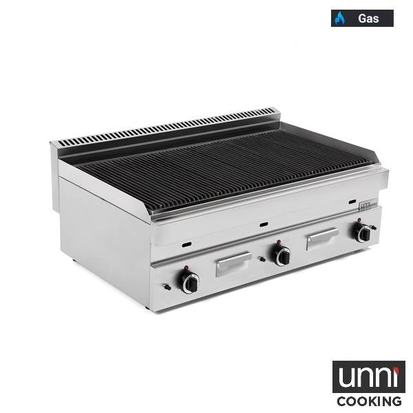 Grill pierre de lave gaz - L 1020 x P 650 x H 320 mm - 16,5 kW - Unninox