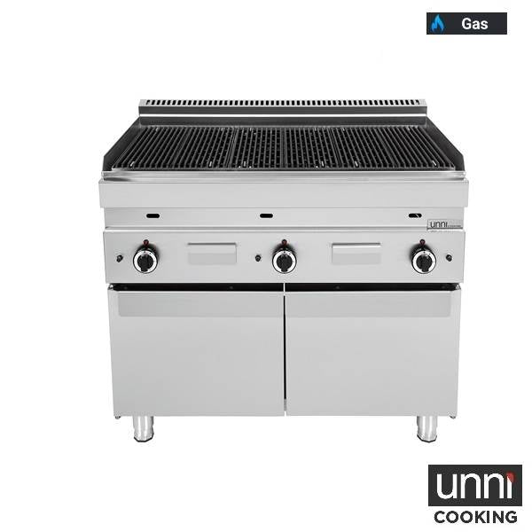 Grill pierre de lave gaz - L 1020 x P 650 x H 320 mm - 16,5 kW - Unninox