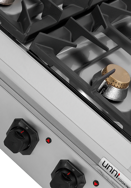 Fourneau gaz à poser 6 feux vifs - 44 kW - L 1200 x P 700 x H 300 mm - Unninox