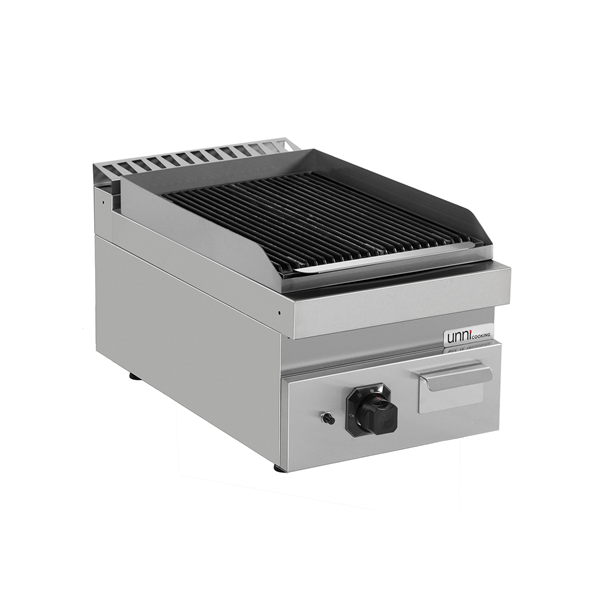 Grill pierre de lave gaz à poser - 9 kW - P 700 x H 300 mm - Unninox