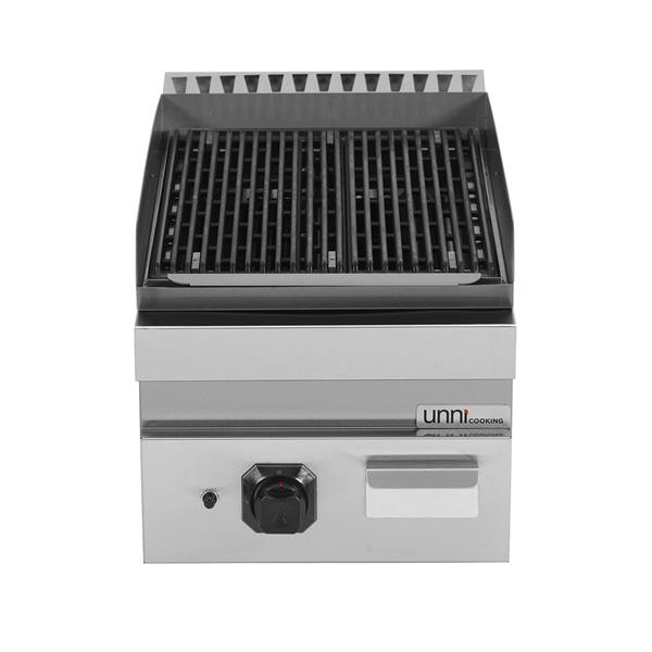 Grill pierre de lave gaz à poser - 9 kW - P 700 x H 300 mm - Unninox