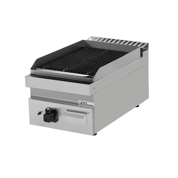 Grill pierre de lave gaz à poser - 9 kW - P 700 x H 300 mm - Unninox