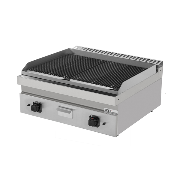 Grill pierre de lave gaz à poser - 18 kW - L 800 x P 700 x H 300 mm - Unninox