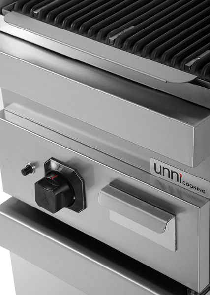 Grill pierre de lave gaz sur meuble - 9 kW - L 400 x P 700 x H 850 mm - Unninox