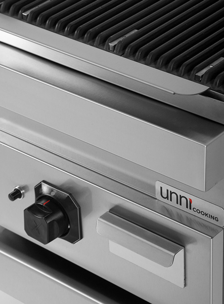 Grill pierre de lave gaz sur meuble - 9 kW - L 400 x P 700 x H 850 mm - Unninox