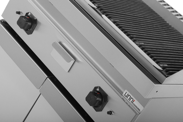 Grill pierre de lave gaz sur meuble - 18 kW - L 800 x P 700 x H 850 mm - Unninox
