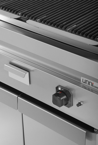 Grill pierre de lave gaz sur meuble - 18 kW - L 800 x P 700 x H 850 mm - Unninox