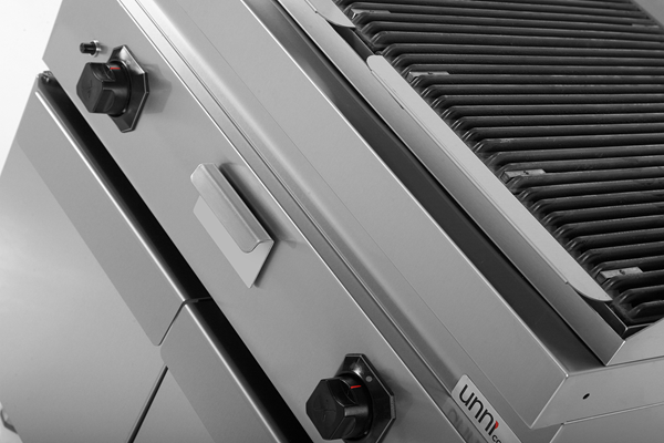 Grill pierre de lave gaz sur meuble - 18 kW - L 800 x P 700 x H 850 mm - Unninox