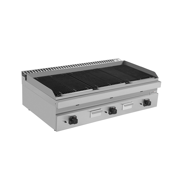 Grill pierre de lave gaz à poser - 27 kW - L 1200 x P 700 x H 300 mm - Unninox