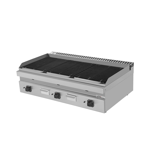 Grill pierre de lave gaz à poser - 27 kW - L 1200 x P 700 x H 300 mm - Unninox