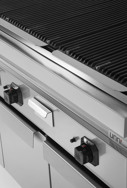Grill pierre de lave gaz sur meuble - 22 kW - L 1200 x P 700 x H 850 mm - Unninox