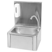 Lave-mains inox avec robinet et distributeur de savon - L 400 x P 330 x H 570 mm - Unninox
