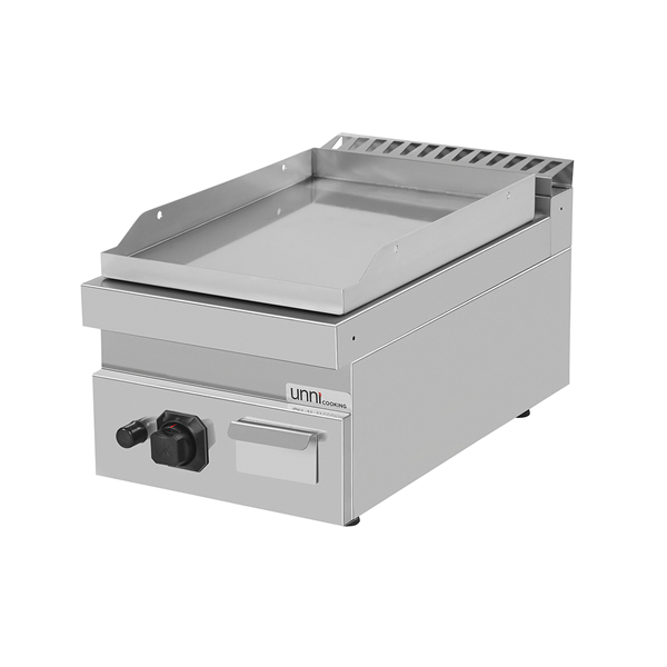 Plancha gaz à poser - plaque lisse - 6,5 kW - L 400 x P 700 x H 300 mm - Unninox