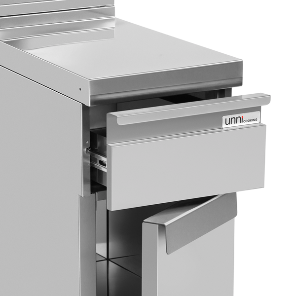 Élément neutre inox sur meuble avec tiroir - L 400 x P 700 x H 850 mm - Unninox