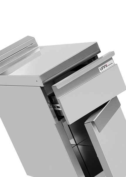 Élément neutre inox sur meuble avec tiroir - L 400 x P 700 x H 850 mm - Unninox