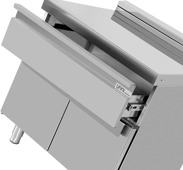 Élément neutre inox sur meuble avec tiroir - L 800 x P 700 x H 850 mm - Unninox