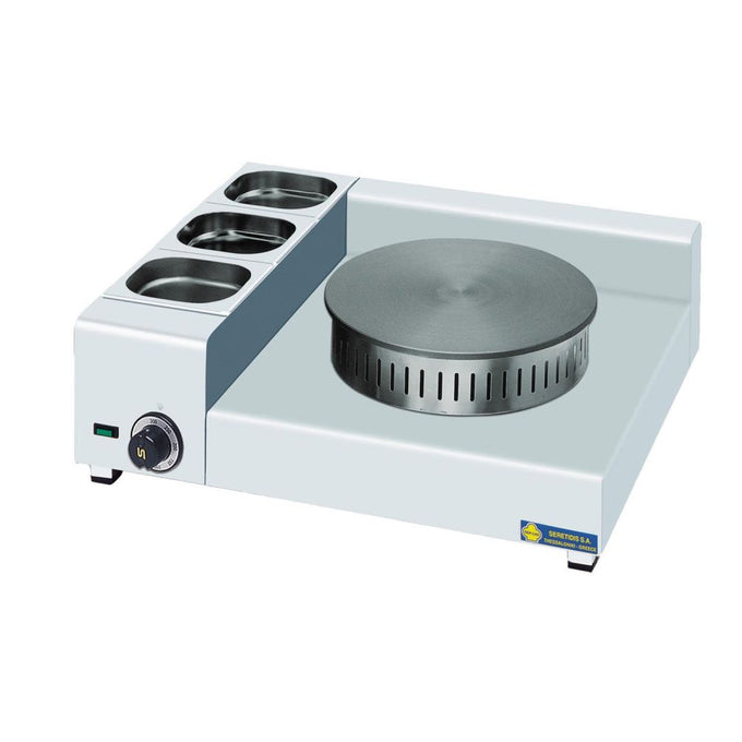 Crêpière électrique 1 plaque Ø 350 mm avec bacs inox - 2,5 kW - KEL1X35 - SER GAS - vue 1
