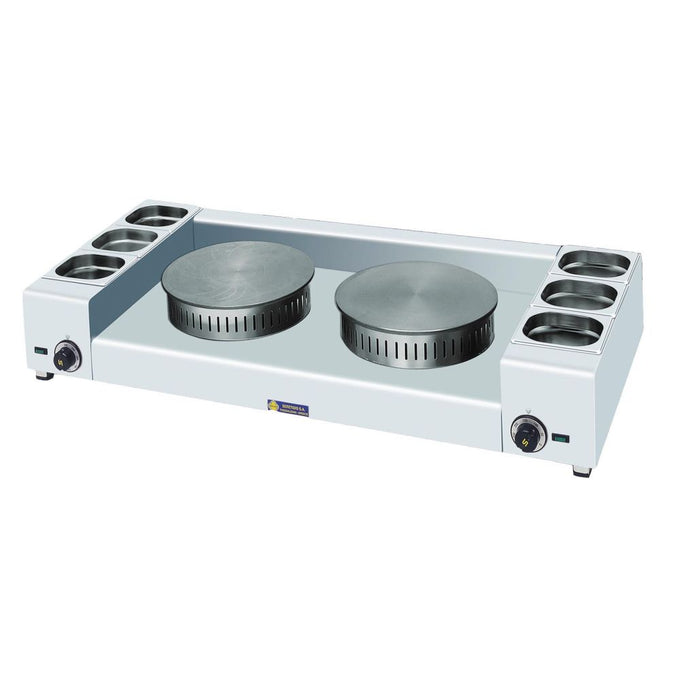 Crêpière électrique 2 plaques Ø 350 mm avec bacs inox - 5 kW - KEL2X35 - SER GAS - vue 1