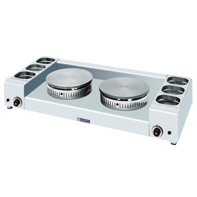 Crêpière gaz 2 plaques Ø 350 mm avec bacs inox - 10 kW gaz - KGL2X35 - SER GAS - vue 1