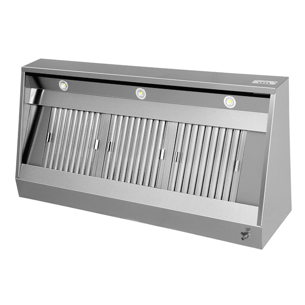 Hotte murale inox avec moteur intégré - L 1600 x P 950 x H 520 mm - 1800 m³/h - Unninox
