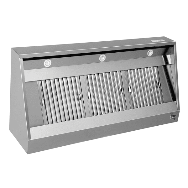 Hotte murale inox avec moteur intégré - L 1600 x P 950 x H 520 mm - 1800 m³/h - Unninox