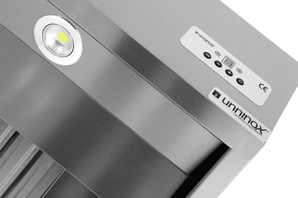 Hotte murale inox avec moteur intégré - L 1600 x P 950 x H 520 mm - 1800 m³/h - Unninox