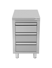 Meuble bas inox 3 tiroirs - L 500 x P 600 x H 850 mm - Unninox