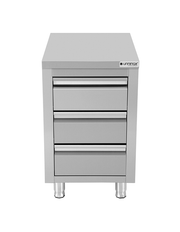 Meuble bas inox 3 tiroirs - L 500 x P 700 x H 850 mm - Unninox