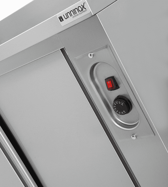 Meuble chauffant inox 1,5 kW 2 portes coulissantes sans dosseret - L 1200 x P 700 x H 850 mm - Unninox
