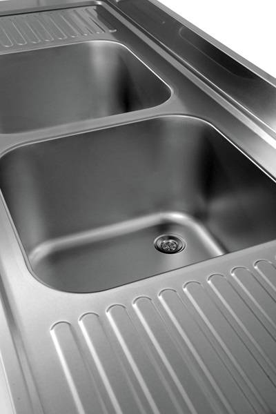 Plonge inox 2 bacs centraux avec étagère basse - L 2000 x P 700 x H 850 mm - Unninox