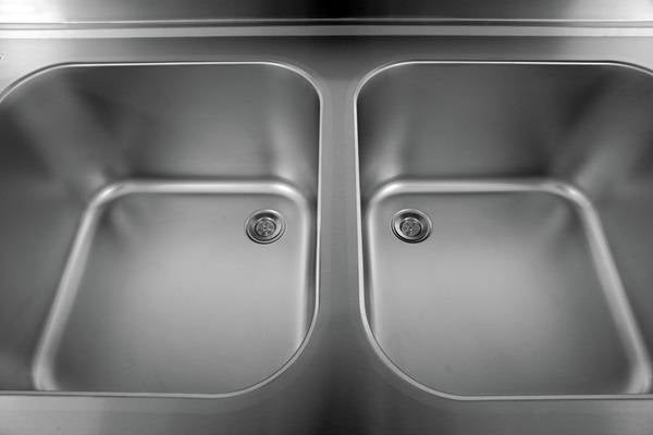 Meuble plonge inox avec emplacement lave-vaisselle - 2 bacs à gauche - L 1600 x P 700 x H 850 mm - Unninox