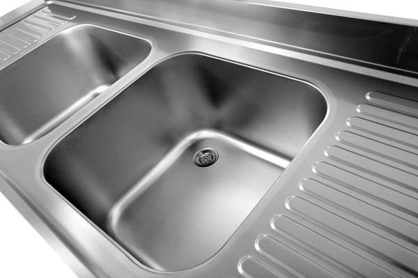 Plonge inox 2 bacs centraux avec étagère basse - L 2000 x P 700 x H 850 mm - Unninox